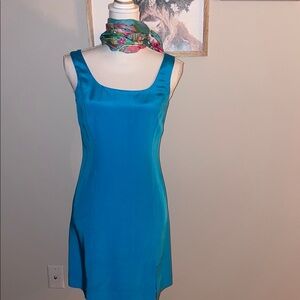 Chic HUGO BUSCATI Turquoise Sleeveless Dress 👗 💯% Silk SZ 6
